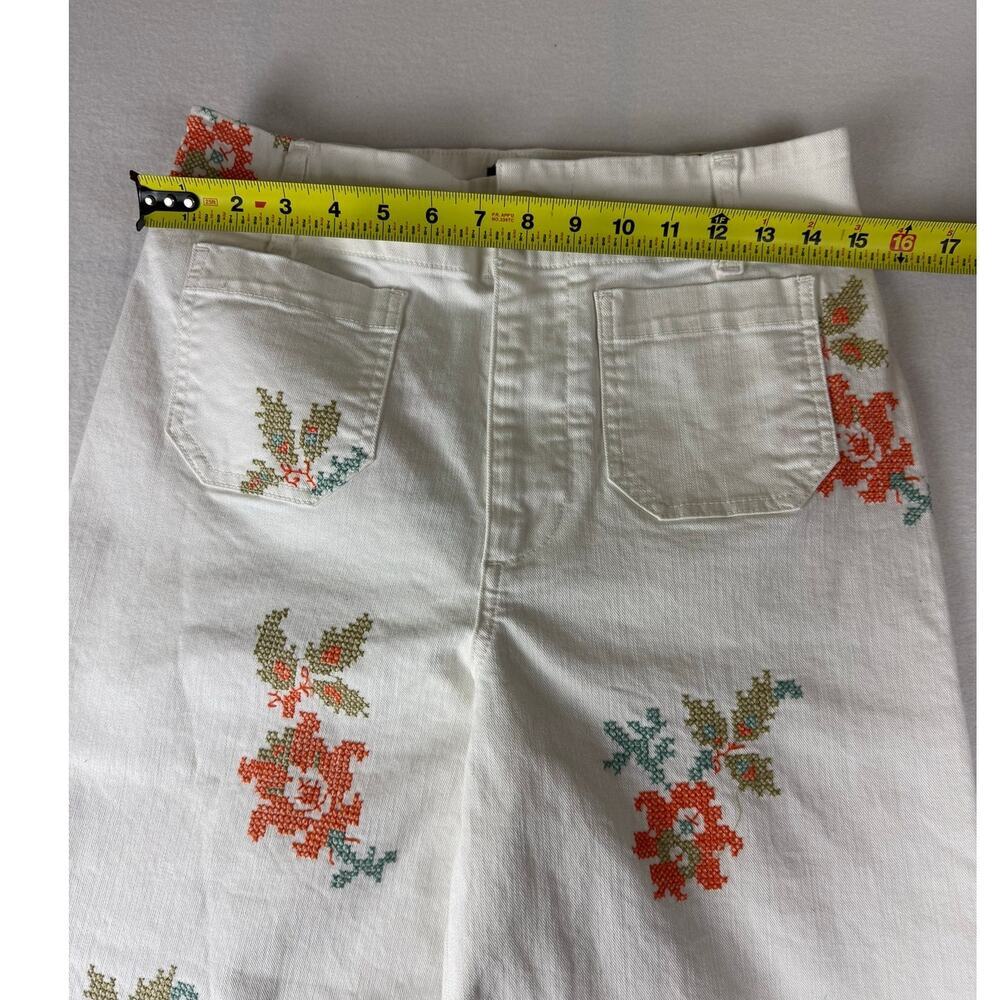 Maeve Anthropologie Colette Floral Embroidered White Jeans 28 - Picture 3 of 10